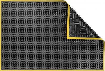 ESD Anti-Fatigue Floor Mat with 2,5 cm Yellow Bevel | Nitrile Conductive ESD | Black | 90 x 120 cm